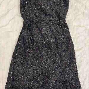 Sparkling Black Sequin Mini Dress
